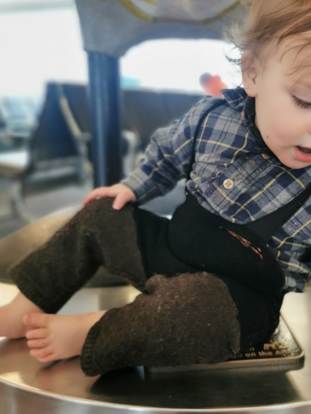 Handmade 100% Wool Infant Overalls 9-12 Months Black Brown
